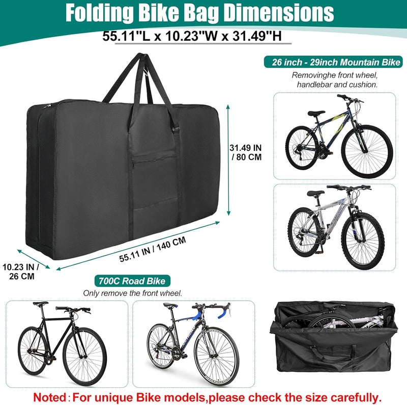 GRABADO Bike Travel Bag Airplane for 26 inch to 29 inch Mountain Bicycle,Heavy Duty 840D MTB Bicycle Box Case with Strong Webbing for Air Travel Flights Waterproof,Bicycle Outdoor Storage Bag with Carry Bag - Image 2
