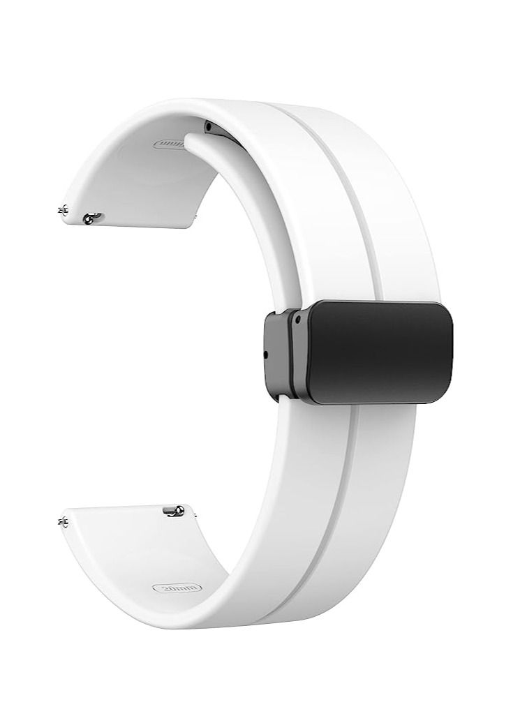 22mm Silicone Strap With Magnetic Folding Buckle For GT2 46 - GT3 46 - GT2 Pro - GT2E -White - Image 1