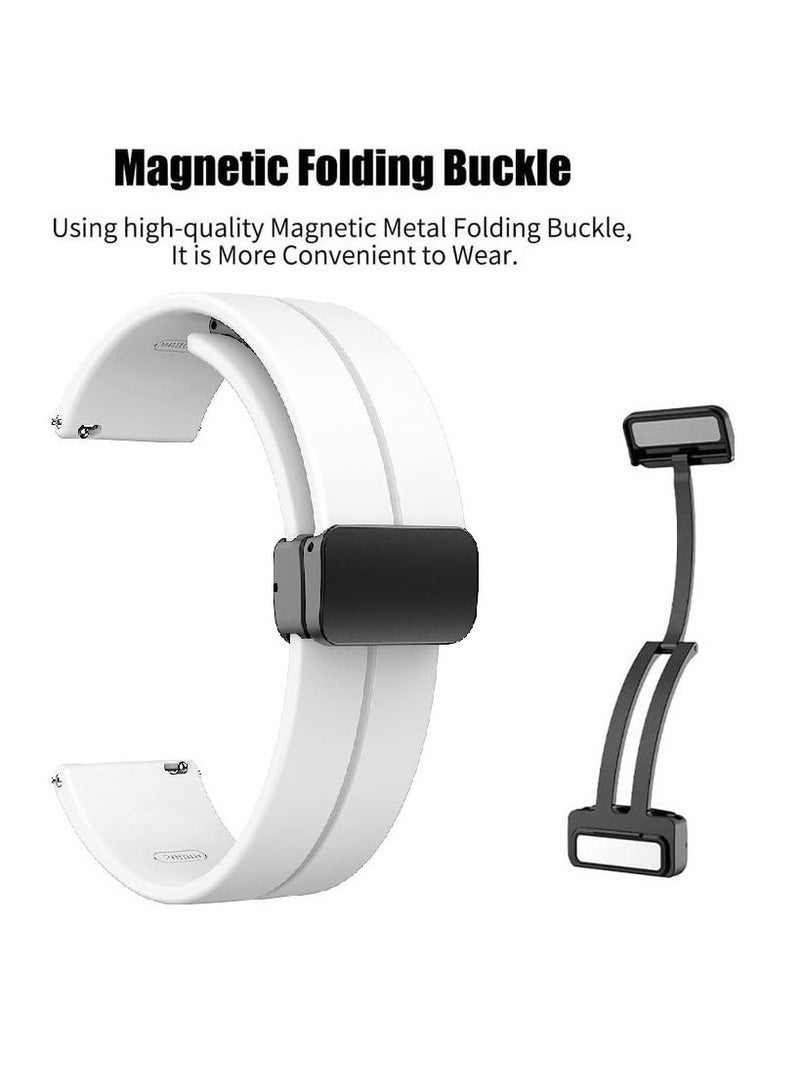 22mm Silicone Strap With Magnetic Folding Buckle For GT2 46 - GT3 46 - GT2 Pro - GT2E -White - Image 2