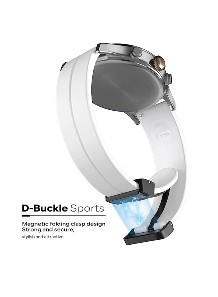 22mm Silicone Strap With Magnetic Folding Buckle For GT2 46 - GT3 46 - GT2 Pro - GT2E -White - Image 3