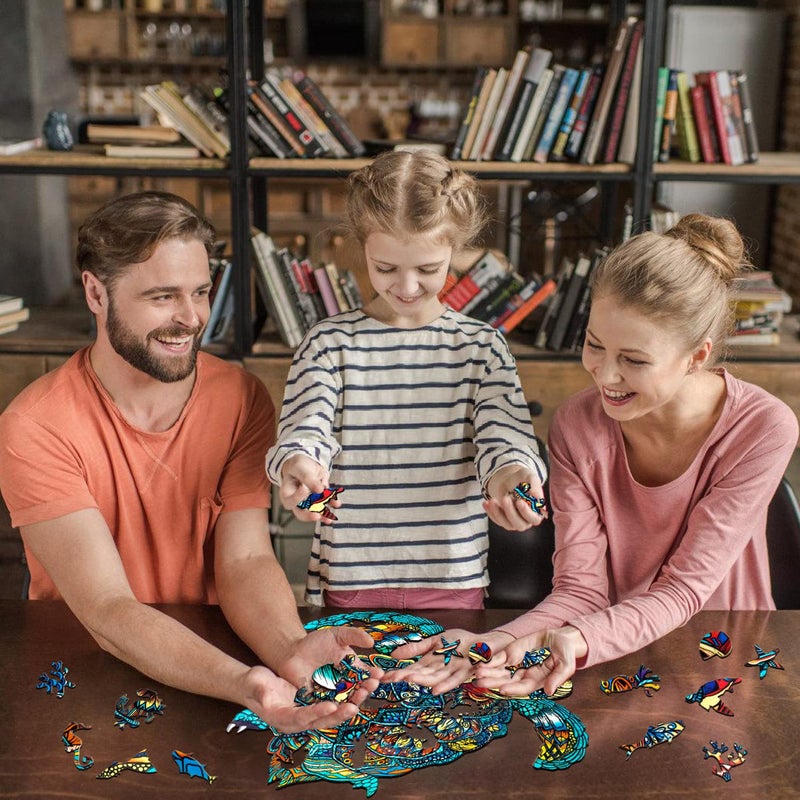 Jigfoxy Wooden Puzzles for Adults, Sea Turtle Wooden Jigsaw Puzzles for Adults Kids, Unique Animal Shape Wood Cut Puzzles, Christmas Thanksgiving Gifts for Family Turtle Lover (S-9.1 * 7.7in-100pcs) - Image 2