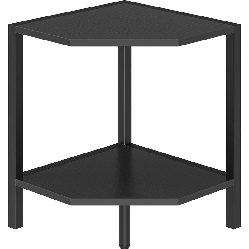 Creso hom Corner Shelf Stand, 2 Tier Industrial Corner Bookshelf, Multipurpose Standing Corner Display Shelf Countertop Organizer for Living Room Kitchen Bedroom Office, Black - Image 1