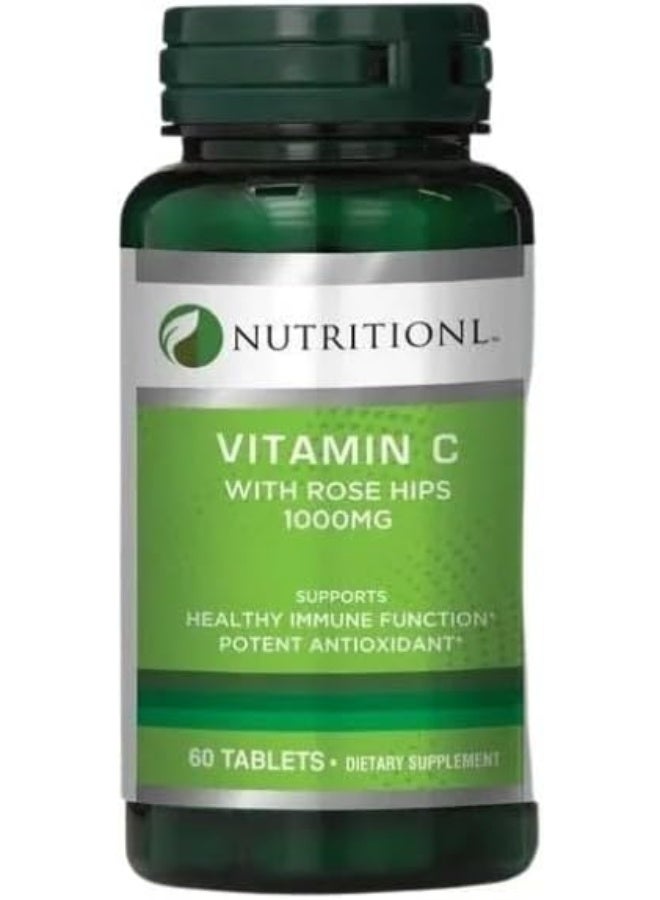 NUTRITIONL Vitamin C With Rose Hip 1000Mg Improves Immune System Functions 60 Tablets