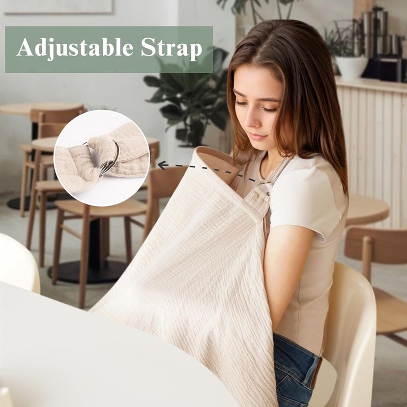 Coreeky 2 Pack Muslin Nursing Cover for Breastfeeding Soft  Breathable 100 Cotton Breastfeeding Cover up - Image 3