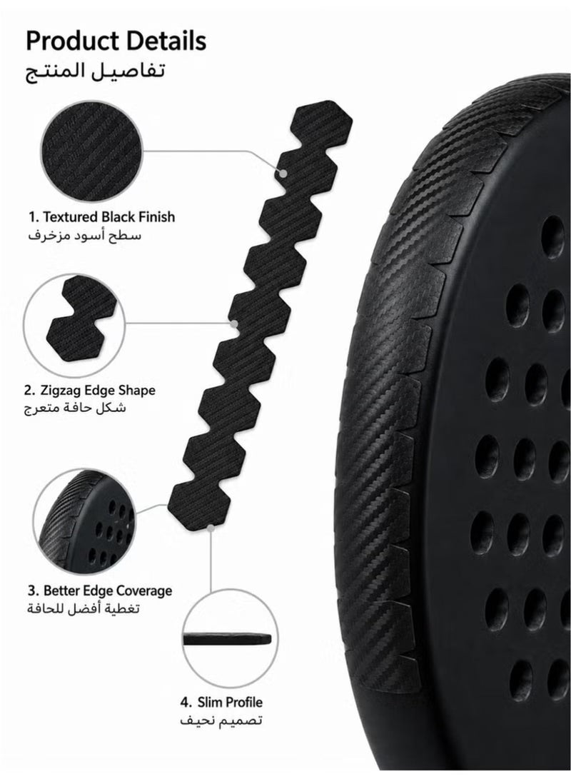 Rafina Padel Racket Edge Protector Strips, Black Carbon-Fiber Texture Frame Guards for Scratch and Impact Protection, 40 × 6.5 cm, 3 Pieces - Image 3