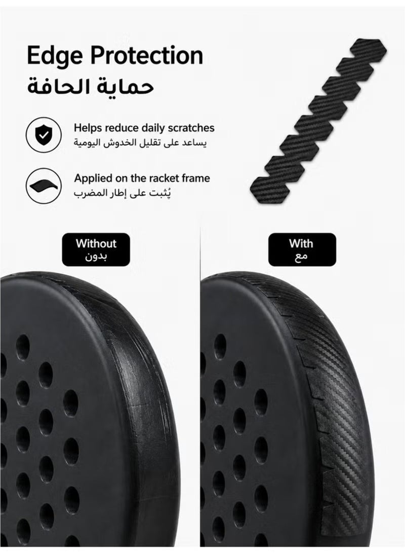 Rafina Padel Racket Edge Protector Strips, Black Carbon-Fiber Texture Frame Guards for Scratch and Impact Protection, 40 × 6.5 cm, 3 Pieces - Image 2