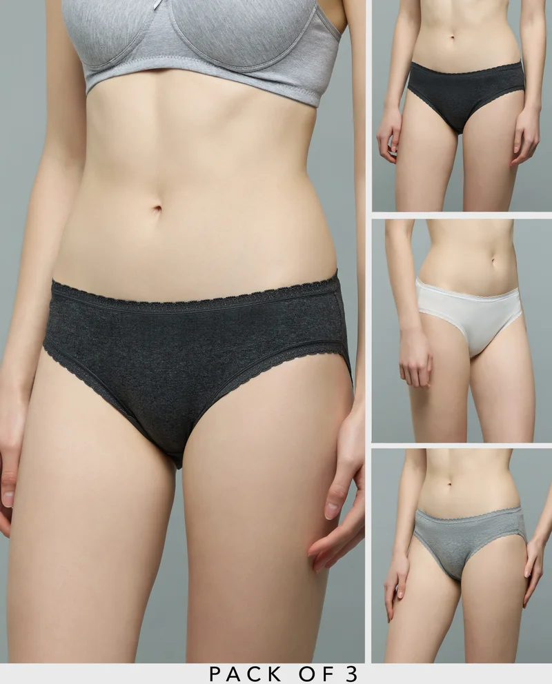 أر أند بي 3 Pack Lace Trim Bikini Briefs