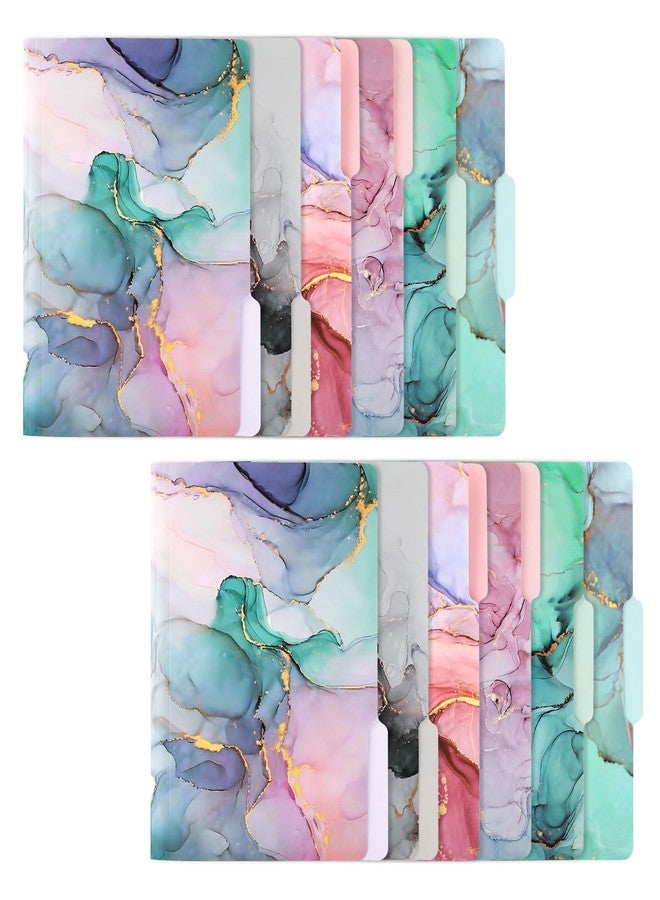 Ddaowanx Decorative File Folders Cute Colored File Folder,Letter Size File Folders for Documents,1/3-Cut Tabs,9 x 11.5 Inches,for Office,School,Home (12, Marble) - Image 1