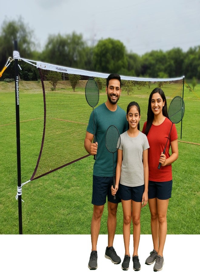 FunBadmenton 6.1M Full-Court Badminton Net with Stand & Carry Bag - Outdoor, Portable, Sturdy & Wind-Resistant, Easy Setup, Perfect for Kids & Adults, Practice, Competitive & Casual Play - Image 1