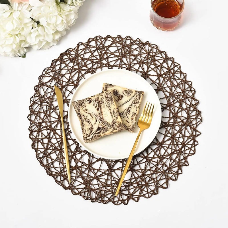 TIED RIBBONS TIED RIBBONS Set of 6 Dining Round Table Place Mats Placemats Table Mat PVC Material NonSlip Heat Resistant Dining Tablemates Washable AntiSkid Size 15 x 15 Inch - Image 3