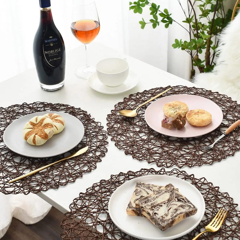 TIED RIBBONS TIED RIBBONS Set of 6 Dining Round Table Place Mats Placemats Table Mat PVC Material NonSlip Heat Resistant Dining Tablemates Washable AntiSkid Size 15 x 15 Inch - Image 5