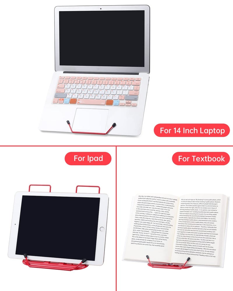Honagu Book Stand for Reading, Adjustable Reading Rest Book Holder, Documents Stand, Sturdy Typing Stand for Recipes Textbooks Tablet Music Books (Red) - Image 2
