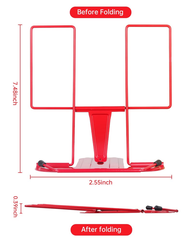 Honagu Book Stand for Reading, Adjustable Reading Rest Book Holder, Documents Stand, Sturdy Typing Stand for Recipes Textbooks Tablet Music Books (Red) - Image 4
