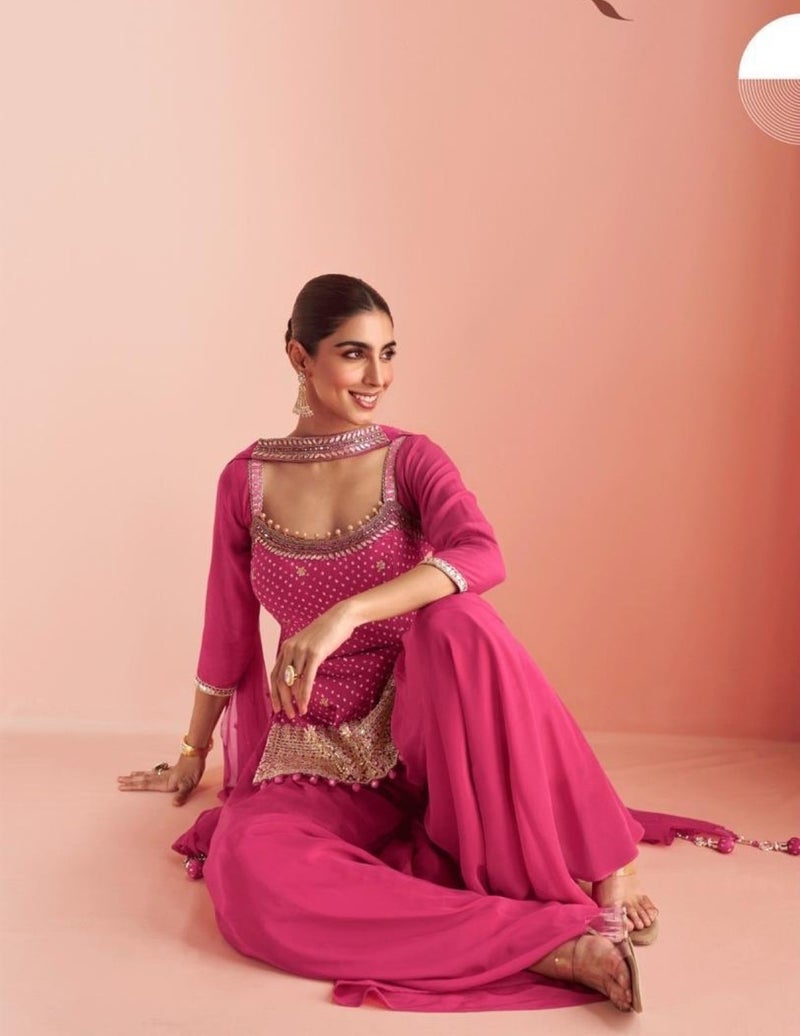ANAITA Pink Chinon Free Size Stitched Suit with Embroidery Work - Image 2