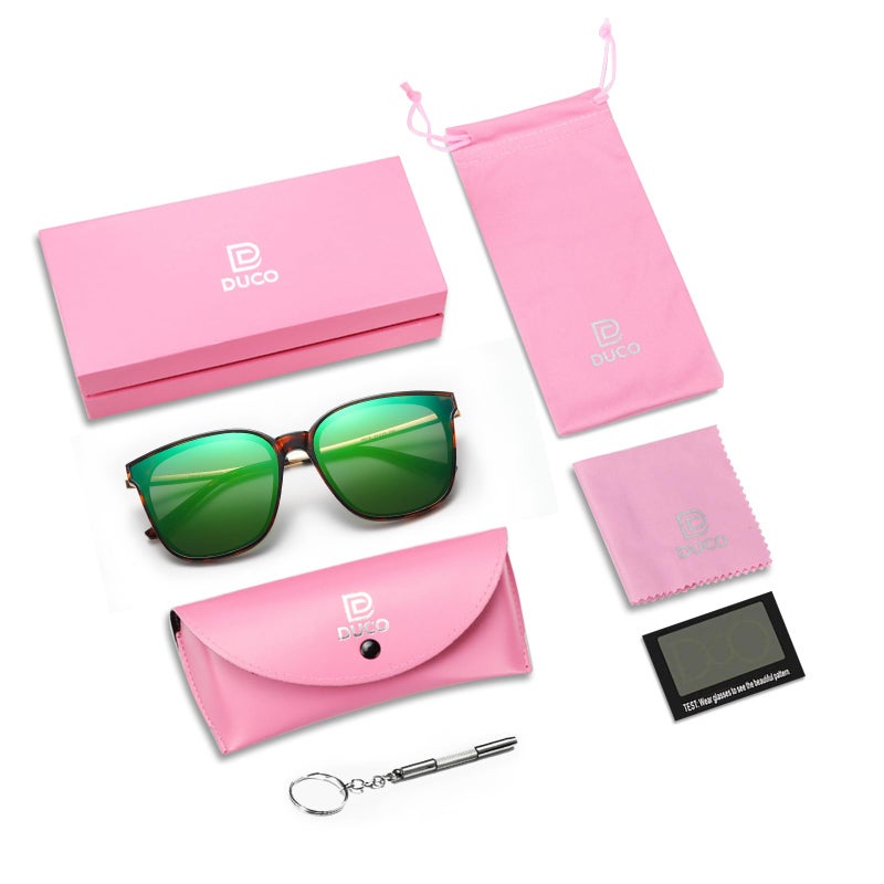 DUCO Oversized Polarized Sunglasses Womens Trendy Mirrored Shades Retro Round Vintage Light Weight UV400 Sun Glasses W016 (13- Tortoise Frame Revo Green Lens) - Image 5