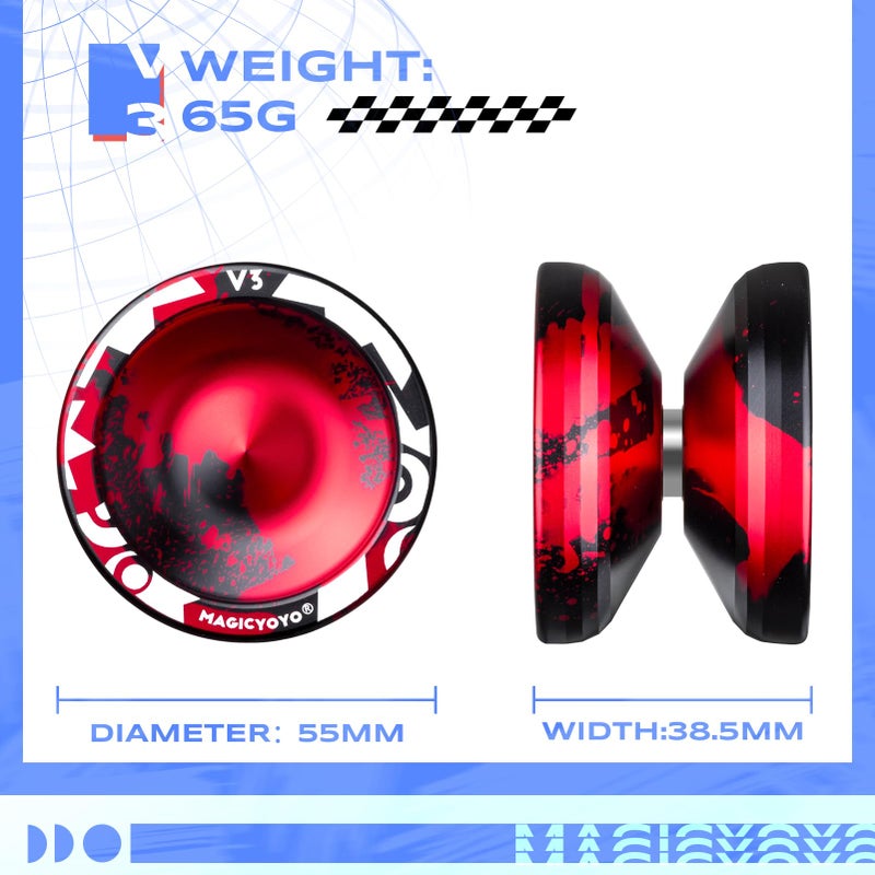 MAGICYOYO Professional Responsive Yoyo V3, Metal Yo yo for Kids Beginners Alloy Yoyo for Adults with KK Bearing + Bearing Removal Tool + Axle + Storage Bag + 12 Yo-yo Strings (Black Red) - Image 4