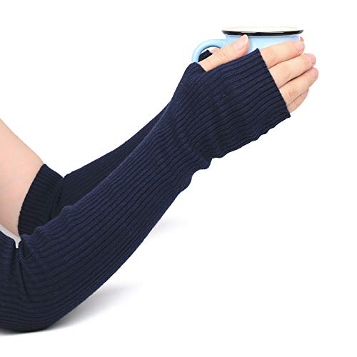 F Flammi Cashmere Blended Arm Warmer for Women Winter Fingerless Gloves Knit Mitten Gloves Wrist Warmer with Thumb Hole - Image 3