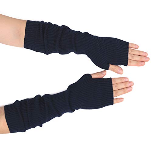 F Flammi Cashmere Blended Arm Warmer for Women Winter Fingerless Gloves Knit Mitten Gloves Wrist Warmer with Thumb Hole - Image 2