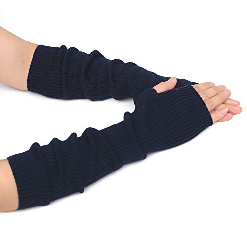 F Flammi Cashmere Blended Arm Warmer for Women Winter Fingerless Gloves Knit Mitten Gloves Wrist Warmer with Thumb Hole - Image 1