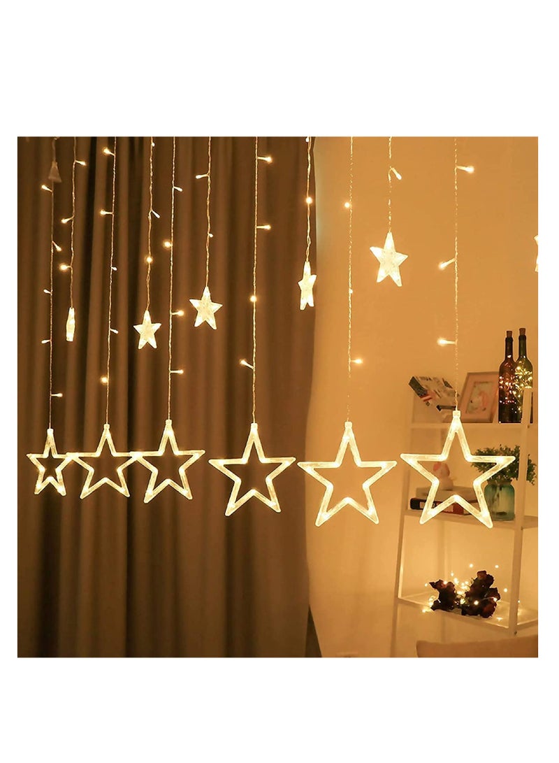 Hilalful ضوء خيط ستارة هلالفول - 3.5م | للزينة الداخلية والخارجية للمنزل | 138 لمبة LED | متين | مناسب لإنارة غرفة النوم، غرفة المعيشة، القاعات، الشرفة | خلال رمضان، عيد | هدية إسلامية