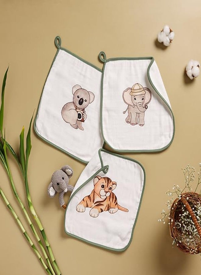 Cugo Organic Baby Washcloths - Soft, Absorbent, and Reusable Face Towels for Newborns - 3-Pack, Animal Kingdom Design, Gentle on Baby's Skin - Image 2