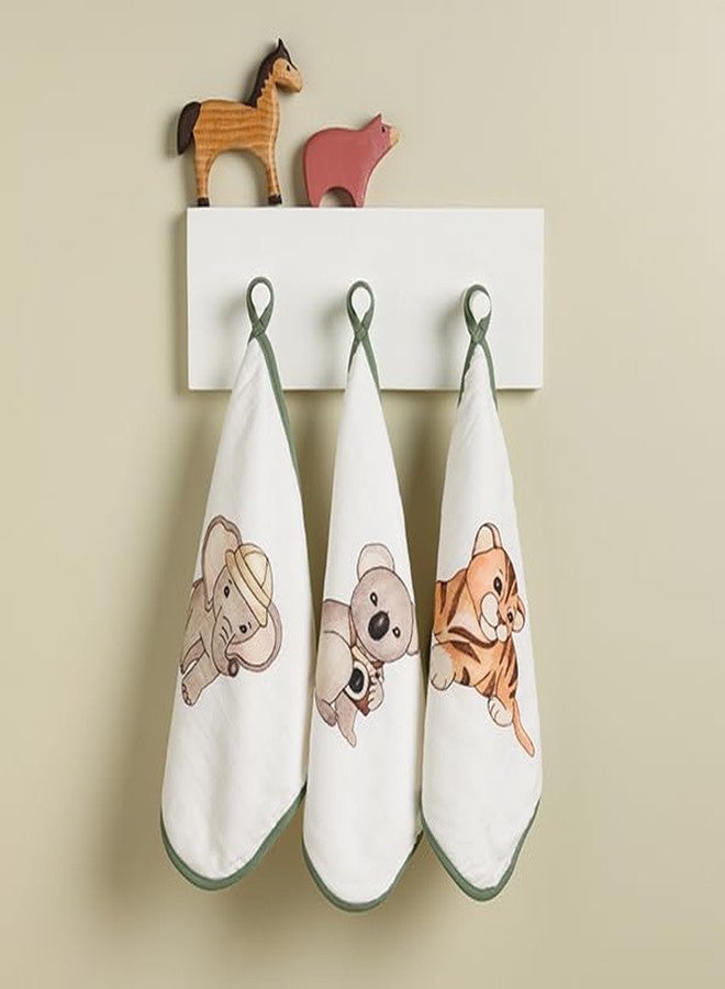 Cugo Organic Baby Washcloths - Soft, Absorbent, and Reusable Face Towels for Newborns - 3-Pack, Animal Kingdom Design, Gentle on Baby's Skin - Image 1