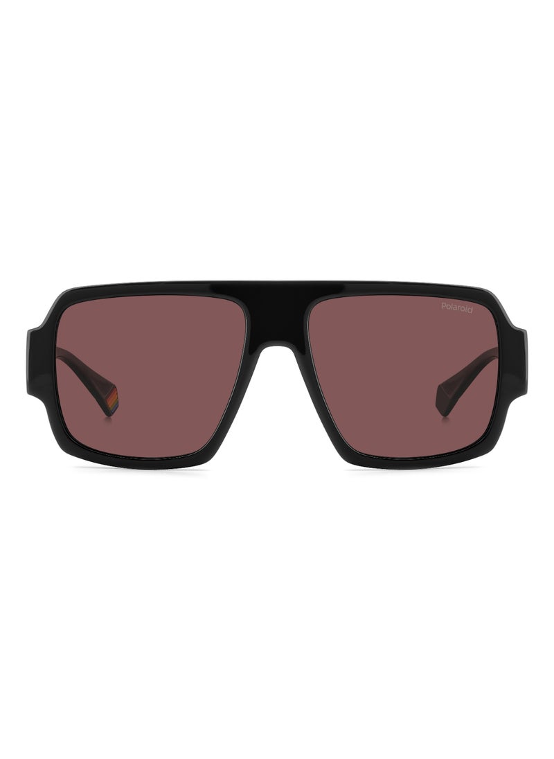 Polaroid Unisex Polarized Square Shape Metal Sunglasses Pld 6209/S/X Violet 47 - Lens Size: 46.8 Mm - Black  - Image 3