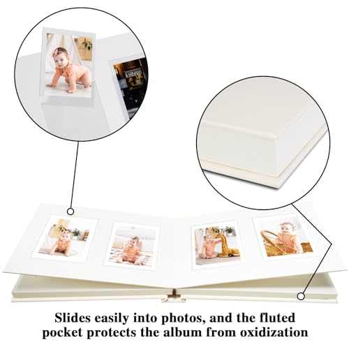Vienrose Mini Photo Album - 52 Pocket Fits Instant Camera (12, 11, 9, 8, 90, 25), Polaroid Snap PIC-300, Kodak Mini 3-Inch Film, Beige - Image 2