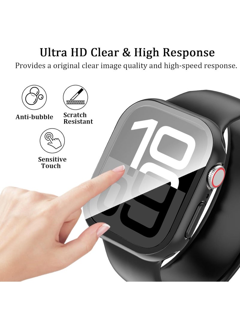 Youque Apple Watch Series 11 10 46mm Hard PC Case with Tempered Glass Screen Protector Slim Ultra-Thin HD Bubble-Free Cover Protective Bumper for Daily Use Outdoor Wear - Image 2