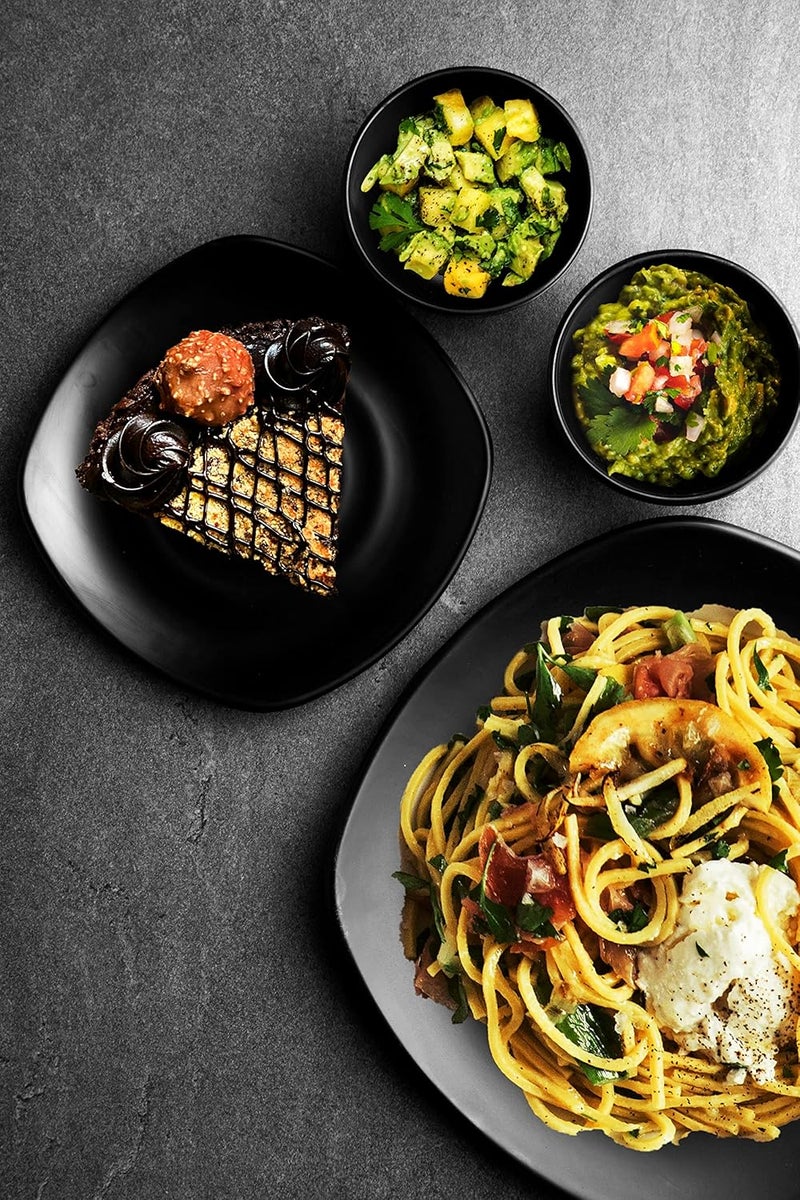ECOSPIT CONTAINER Ecospit Spiral Square Melamine Dinner Set Matt Black Pack of 16 - Image 2