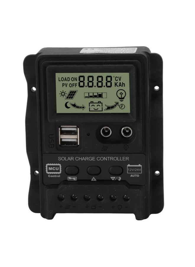 Thoraya K1688 Solar Charge Controller PWM Dual DC with Black Shell Solar Panel Regulator for Home 30A  - Image 1