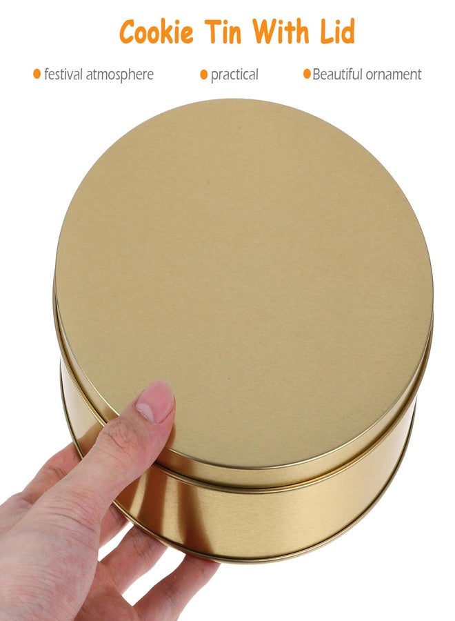 Alipis 3Pcs Round Cookie Tin with Lid Tinplate Storage Box for Holiday Treats for Cookies Candies and Snacks Portable and Fresh-keeping Box for Festivals - Image 2