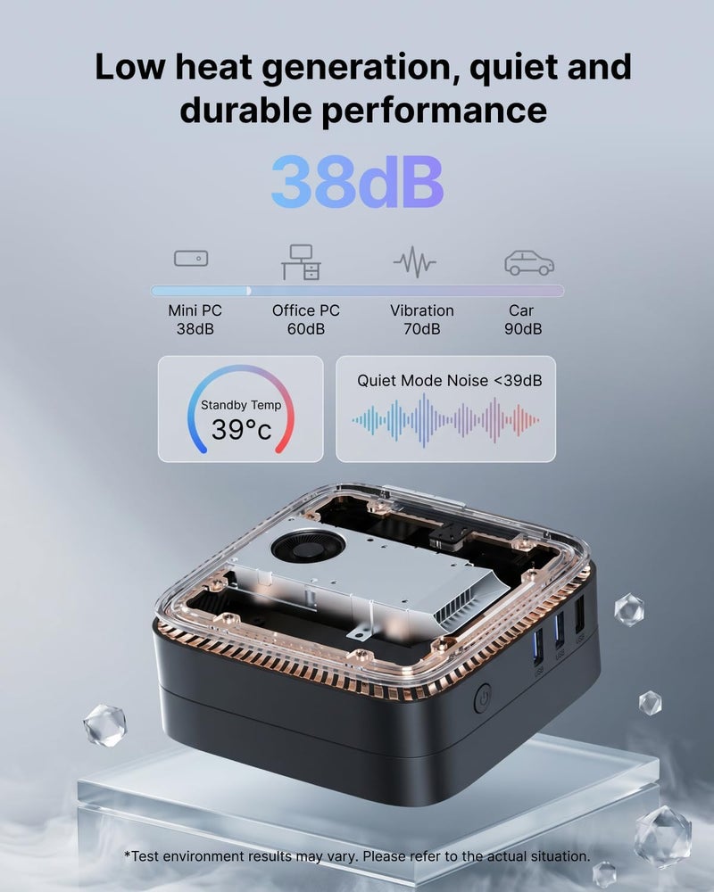 NiPoGi AK1PLUS كمبيوتر مصغر، مع معالج Intel N5030 ونظام ويندوز 11 برو وذاكرة RAM سعة 12 جيجابايت وقرص SSD سعة 256 جيجابايت (4 أنوية/4 خيوط، بسرعة تصل إلى 3.1 جيجاهرتز)، ومنفذ HDMI مع دعم شاشة مزدوجة بدقة 4K فائقة الوضوح، وواي فاي 5 / بلوتوث 4.2 - Image 5