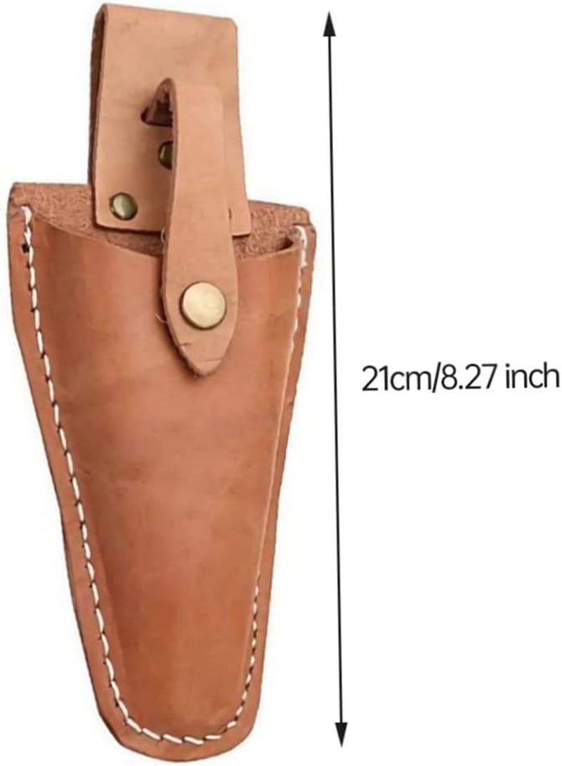 Leather Sheath Tool Holsters Garden Pruner Holster Leather Hand Pruner Sheath Garden Pliers Scissors Holder with Snap for Gardening Pruning Shears Scissor, Brown
