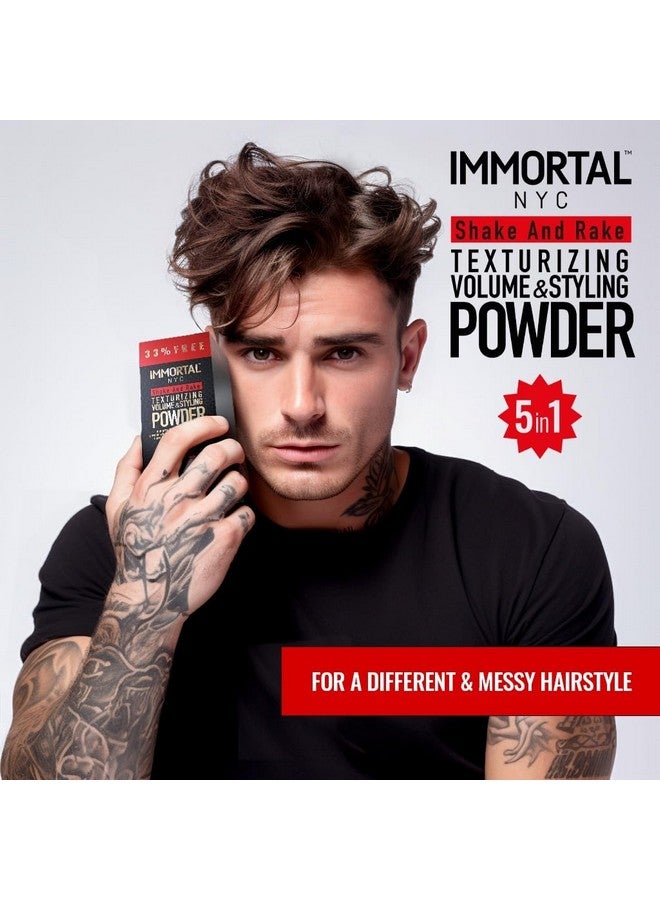 Immortal NYC 5-in-1 Shake and Rake Volume & Styling Powder - Flex Strong Hold - Mattifying All Natural, Unscented Hair Powder for Men - No Residue, All Hair Types - Image 2