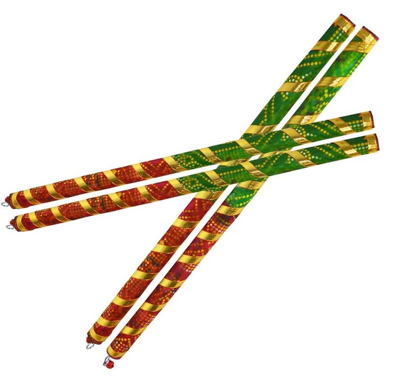 Anshri Home Decor Navratri Celebrations Wooden Decorative Dandiya Stick for Garba Pack of 2 4 Sticks - Image 1