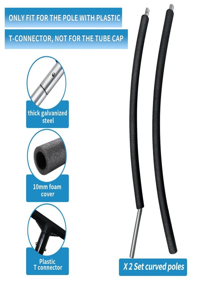 MSSVIGING 2 Sets Trampoline Curved Pole Replacement, Universal Curved Enclosure Pole for 10-16ft Frame, with Plastic T Connector, Mounting Hardware, Foam Cover Padding - Image 2