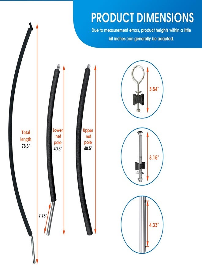 MSSVIGING 2 Sets Trampoline Curved Pole Replacement, Universal Curved Enclosure Pole for 10-16ft Frame, with Plastic T Connector, Mounting Hardware, Foam Cover Padding - Image 4