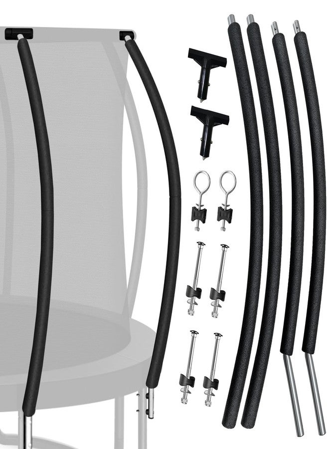 MSSVIGING 2 Sets Trampoline Curved Pole Replacement, Universal Curved Enclosure Pole for 10-16ft Frame, with Plastic T Connector, Mounting Hardware, Foam Cover Padding - Image 1