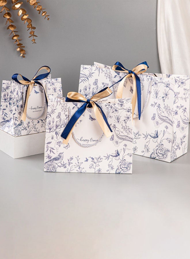 Hanayo 10 Pcs Gift Bags Paper Tote Bag Lightweight Large Wrapping Bag Stylish Design Reusable Grocery Bags Suitable for Birthday Wedding Gift Giveaway Activity Valentine's Day(Blue) - Image 5