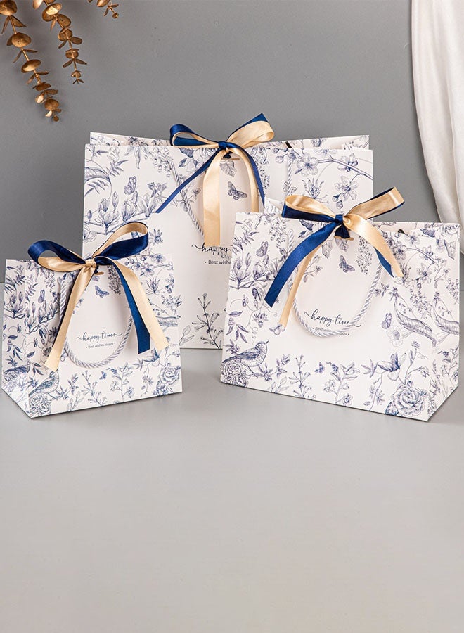 Hanayo 10 Pcs Gift Bags Paper Tote Bag Lightweight Large Wrapping Bag Stylish Design Reusable Grocery Bags Suitable for Birthday Wedding Gift Giveaway Activity Valentine's Day(Blue) - Image 4