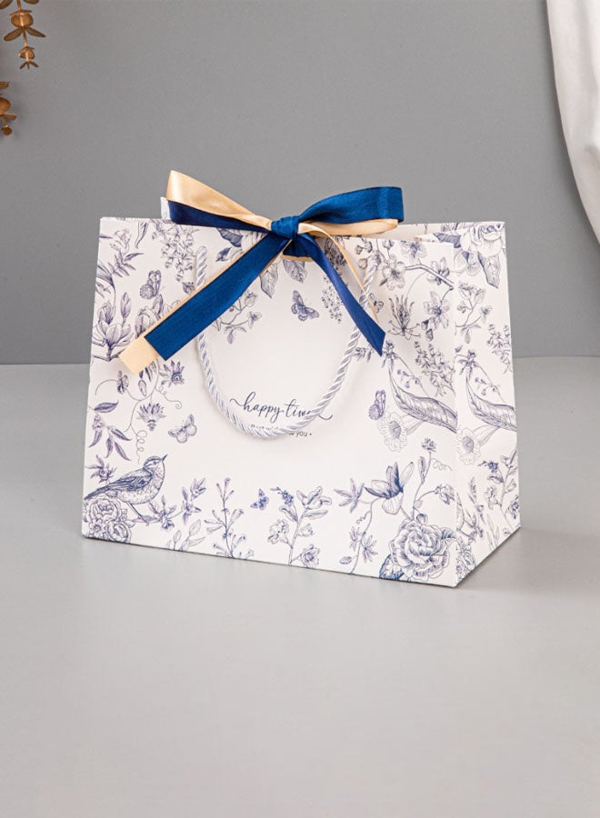 Hanayo 10 Pcs Gift Bags Paper Tote Bag Lightweight Large Wrapping Bag Stylish Design Reusable Grocery Bags Suitable for Birthday Wedding Gift Giveaway Activity Valentine's Day(Blue) - Image 2