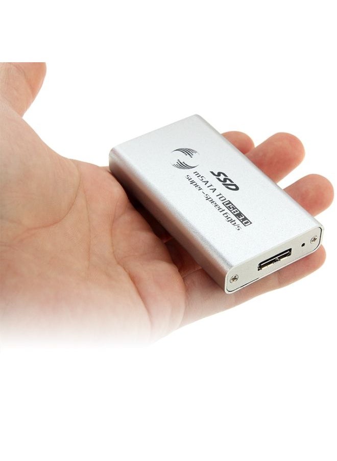 BURAQ 6gb/s mSATA Solid State Disk SSD to USB 3.0 Hard Disk Case(Silver)  - Image 1