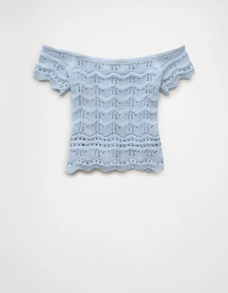 American Eagle  AE Off-the-Shoulder Cropped Sweater Tee for Women | Best Price UAE