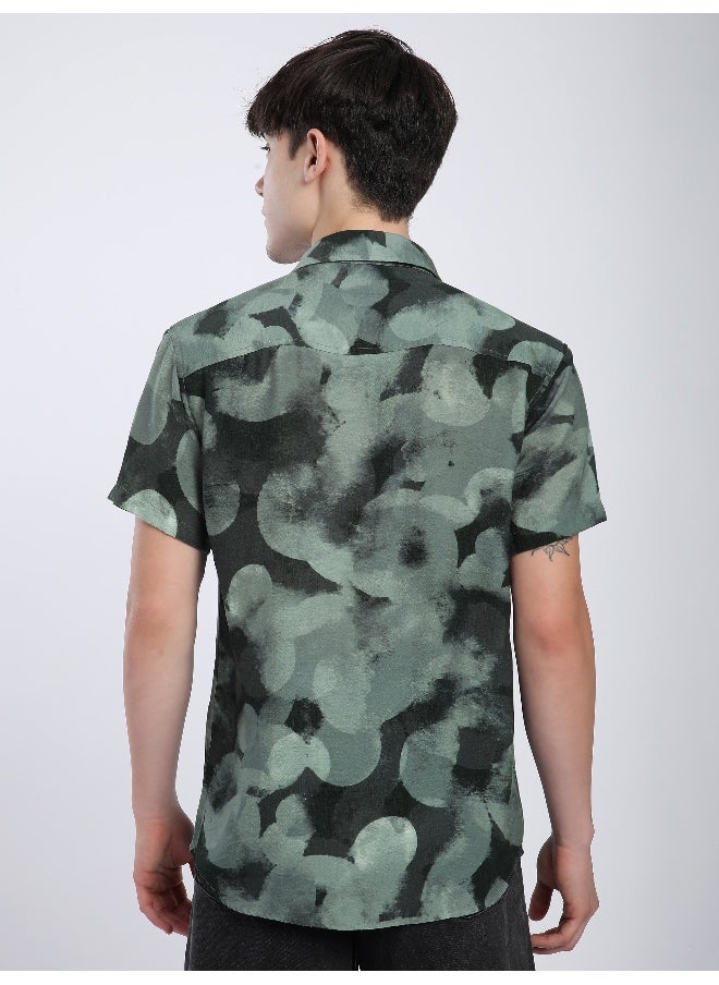 Beyoung Grey Circular Abstract Printed Shirt  - Image 4