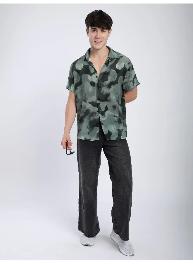 Beyoung Grey Circular Abstract Printed Shirt