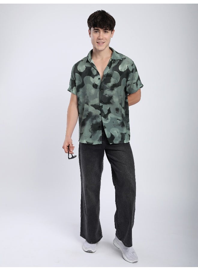 Beyoung Grey Circular Abstract Printed Shirt  - Image 3