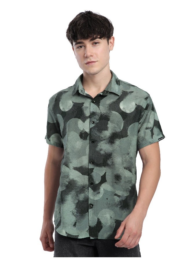 Beyoung Grey Circular Abstract Printed Shirt  - Image 2