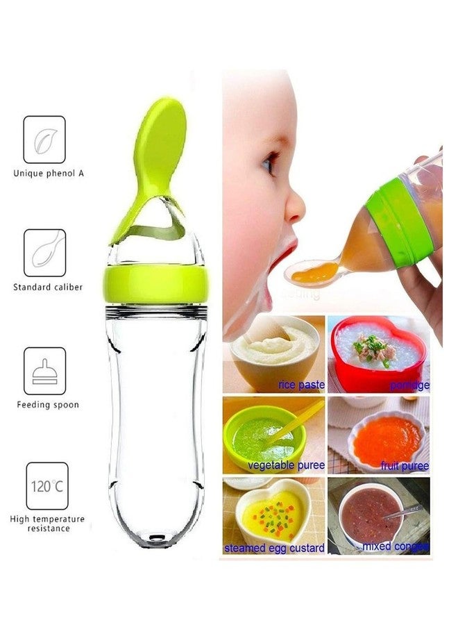 Joy Buzz Baby Food Dispensing Spoon Feeder Bottle 90ml and Fruit Feeder/Nibbler/Pacifier with Bottle Cleaning Brush Pack of 3 (Green) - Image 2
