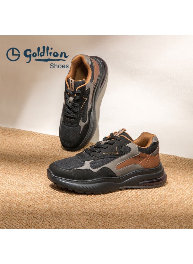 Goldlion Men's Autumn Air Cushion Shock Absorption Sports Shoes Comfortable Outdoor Casual Shoes G557530679ace Black Brown Size 43 - Image 1